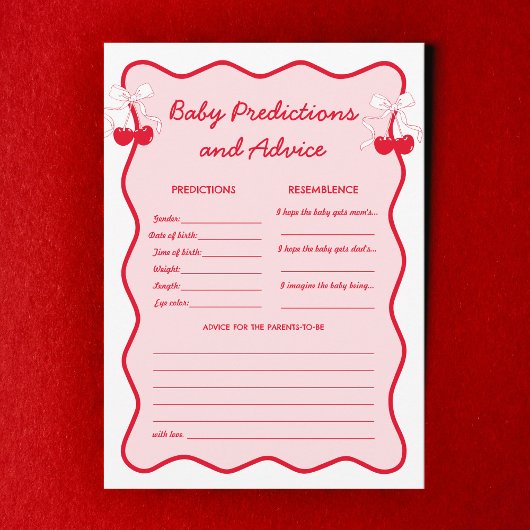 Cherry Baby Shower Babies Predictions and Advice Kaart
