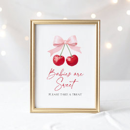 Cherry Baby shower Baby's zijn Sweet Dessert Sign Poster
