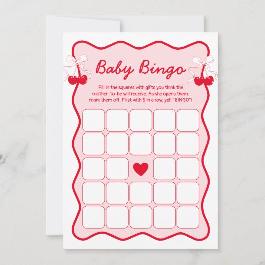 Cherry Baby Shower Bingo Game Card Kaart (Voorkant)