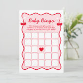 Cherry Baby Shower Bingo Game Card Kaart (Staand voorkant)
