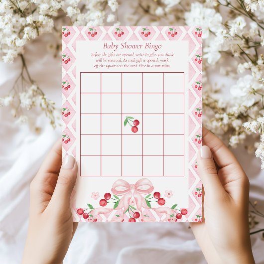 Cherry Baby shower Bingo Game Kaart
