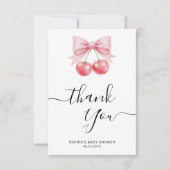 Cherry Baby Shower Black Script calligraphy Bedankkaart (Voorkant)