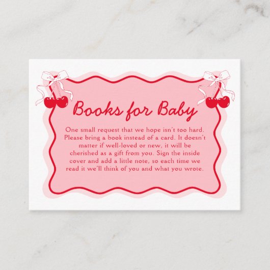 Cherry Baby shower Book Request Informatiekaartje (Voorkant)
