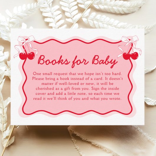 Cherry Baby shower Book Request Informatiekaartje