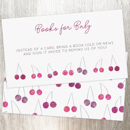 Cherry Baby shower Book Request Informatiekaartje