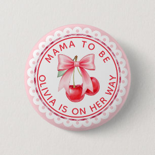 Cherry Baby shower Button   Bewerkbare mama om te 