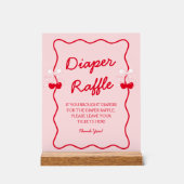 Cherry Baby Shower Diaper Raffle Acryl Bord (Voorkant)