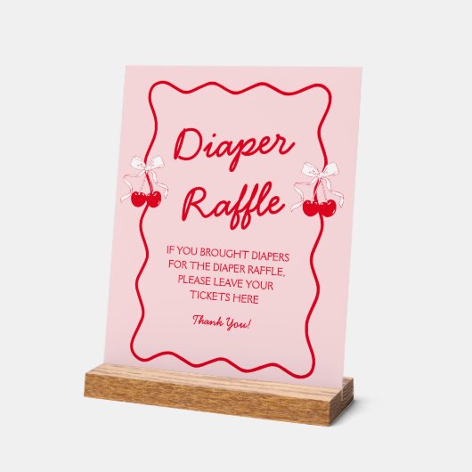 Cherry Baby Shower Diaper Raffle Acryl Bord (Hoek)