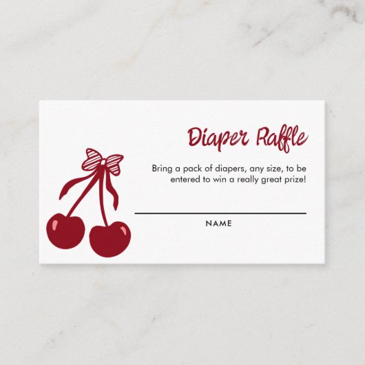 Cherry Baby Shower Diaper Raffle Ticket Game Informatiekaartje (Voorkant)