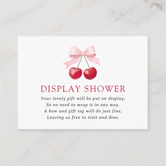 Cherry Baby shower Display Shower Informatiekaartje (Voorkant)