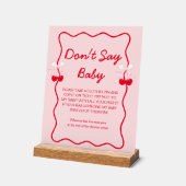 Cherry Baby shower Don't Say Baby Game Acryl Bord (Hoek)