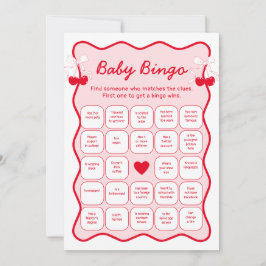 Cherry Baby Shower Find the Guest Bingo Game Card Kaart