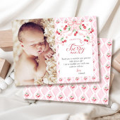 Cherry Baby shower Foto Bedankkaart
