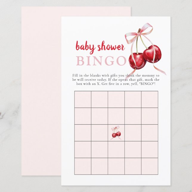 Cherry Baby shower Gift Bingo Activiteit Spel (Voorkant / Achterkant)