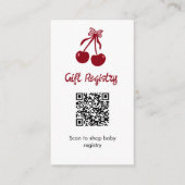 Cherry Baby Shower Gift Registry QR Code Sweet Bow Informatiekaartje (Voorkant)