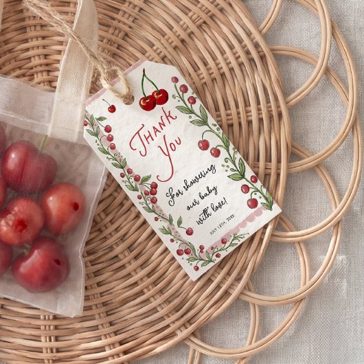 Cherry Baby Shower Gift Tag Cadeaulabel