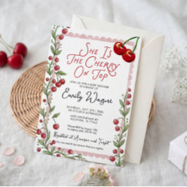 Cherry Baby Shower Invitation Kaart