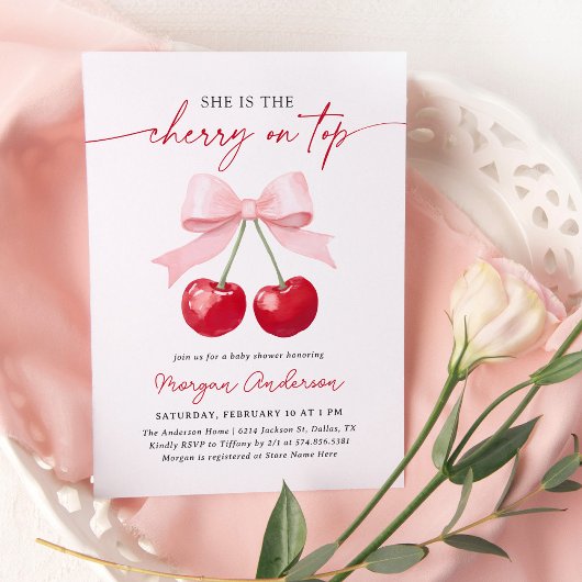 Cherry Baby shower Invitation Kaart