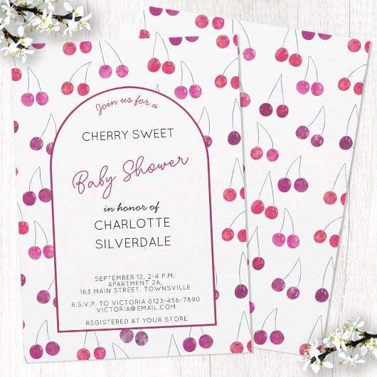Cherry Baby shower Invitation Kaart