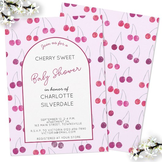Cherry Baby shower Invitation Kaart