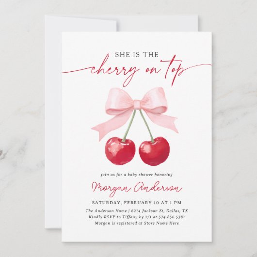 Cherry Baby shower Invitation Kaart (Voorkant)