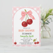 Cherry baby shower invitation   kaart (Staand voorkant)