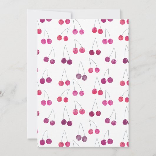 Cherry Baby shower Invitation Kaart (Achterkant)