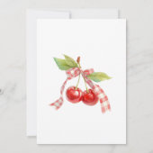 Cherry Baby Shower Invitation: Pink Bow, Berries Kaart (Achterkant)