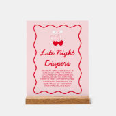 Cherry Baby shower Late Night Luiers Game Acryl Bord (Voorkant)