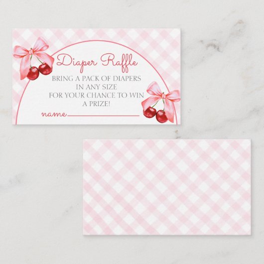 Cherry Baby shower Luier Raffle Enclosure Kaart (Voorkant / Achterkant)