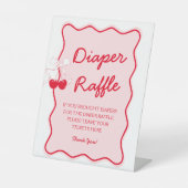 Cherry Baby shower Luier Raffle Reclamebord Met Voetstuk (Voorkant)