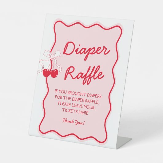 Cherry Baby shower Luier Raffle Reclamebord Met Voetstuk (Voorkant)