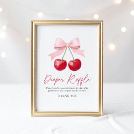 Cherry Baby shower Luier Raffle Sign Poster