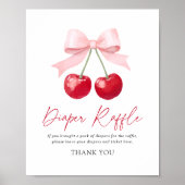 Cherry Baby shower Luier Raffle Sign Poster (Voorkant)