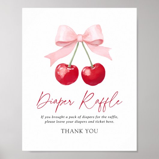 Cherry Baby shower Luier Raffle Sign Poster (Voorkant)