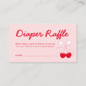 Cherry Baby shower Luier Raffle Ticket Informatiekaartje (Voorkant)