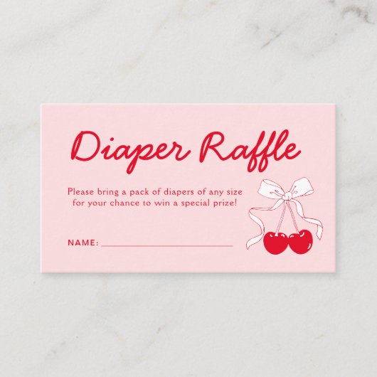 Cherry Baby shower Luier Raffle Ticket Informatiekaartje (Voorkant)