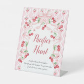 Cherry Baby shower Pacifier Hunt Reclamebord Met Voetstuk (Voorkant)
