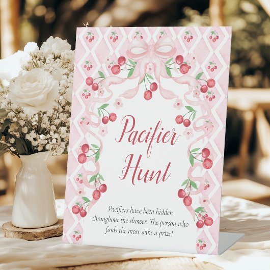 Cherry Baby shower Pacifier Hunt Reclamebord Met Voetstuk