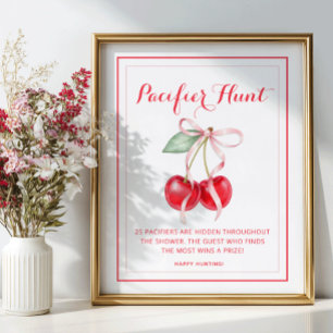 Cherry Baby shower Pacifier Hunt Spelbord Poster
