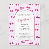 Cherry Baby shower Pink Invitation Briefkaart (Voorkant)