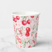 Cherry Baby shower Roze strik & Pearl Paper Cup Papieren Bekers (Links)
