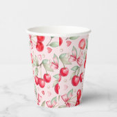 Cherry Baby shower Roze strik & Pearl Paper Cup Papieren Bekers (Rechts)