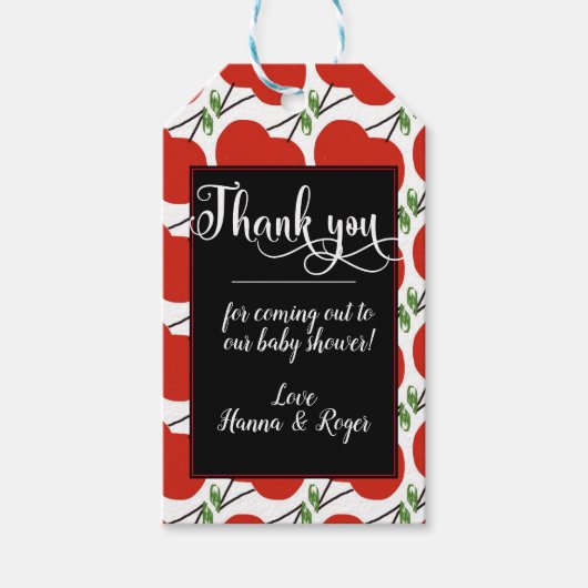 Cherry Baby shower Twins Bedankt Cadeaulabel (Voorkant)