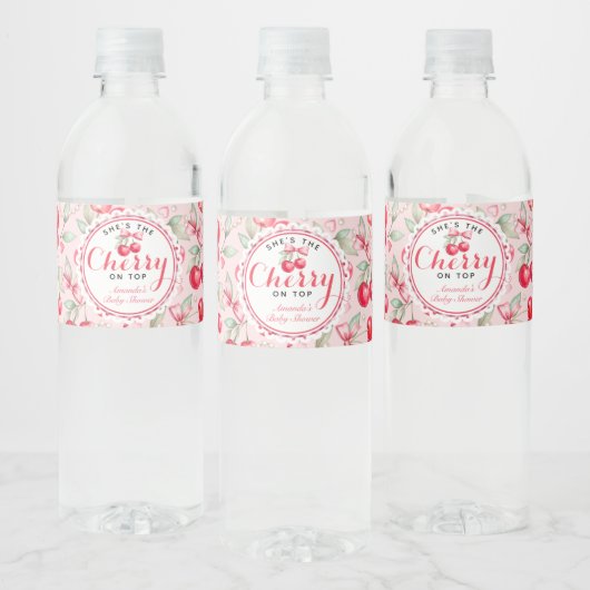 Cherry Baby shower Water Bottle Label Wrap Waterfles Etiket (Flessen)