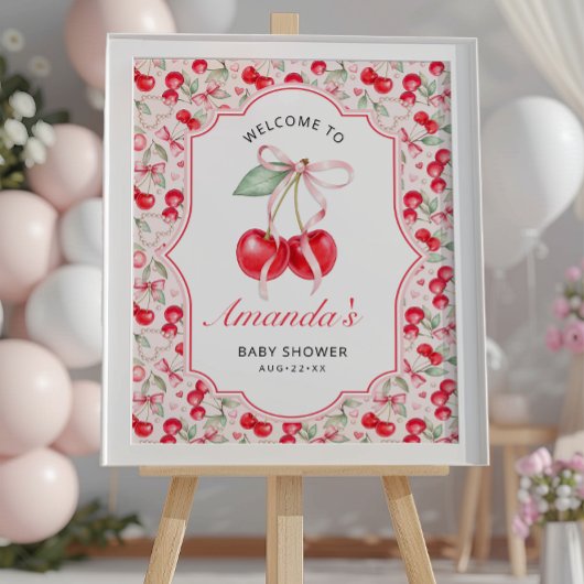 Cherry Baby shower Welkomstbord Poster