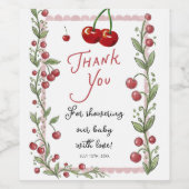 Cherry Baby Shower  Wijn Etiket (Enkel label)