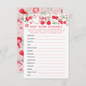 Cherry Baby shower Word Scramble spel Informatiekaartje (Voorkant / Achterkant)