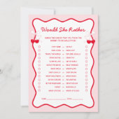 Cherry Baby Shower Would She Rather Game Card Kaart (Voorkant)