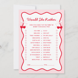 Cherry Baby Shower Would She Rather Game Card Kaart